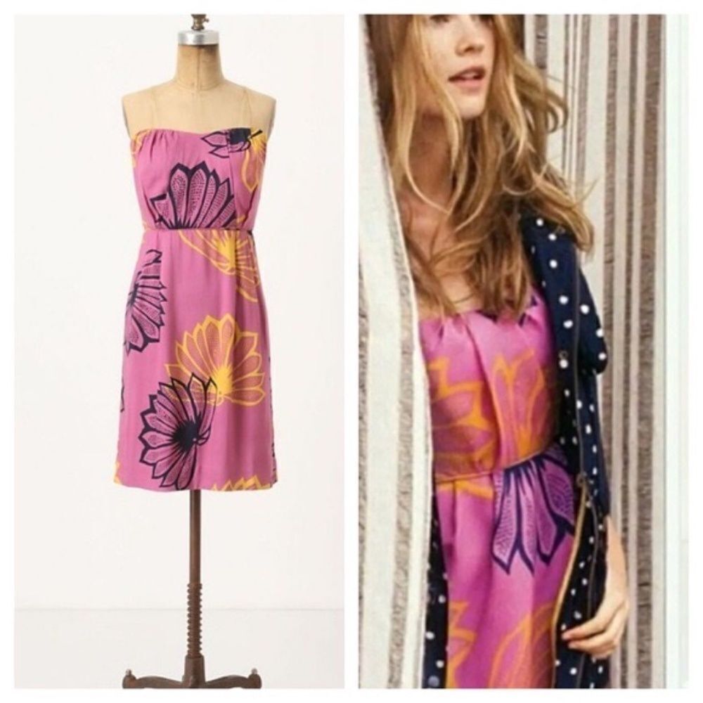 Anthro‎ Sariah Agave Burst  Strapless Mini Dress